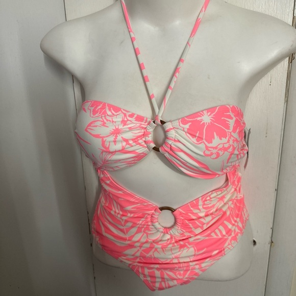 No Boundaries One Piece Tropical Cutout Swimsuit New Size Large 11-13 - Picture 5 of 10